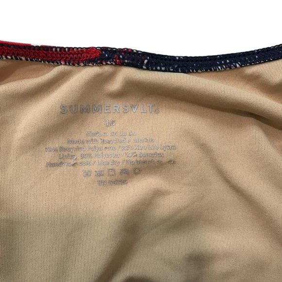 Summersalt The Perfect Wrap One Piece Swimsuit Size 16 Red Blue Floral - Picture 3 of 4